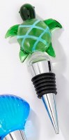 5" Blue and Green Metal and Glass Sea Turtle Bottle Stopper