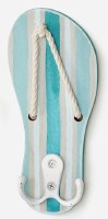 7" Aqua Stripes Flip Flop Coastal Wall Hook