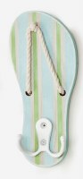 7" Green Stripes Flip Flop Coastal Wall Hook