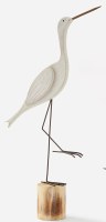 14" White Wood Heron on a Piling Statue