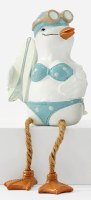 6" Girl Seagull Dressed in Swimwear Coastal Polystone Shelf Sitter