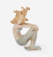 8" Multipastel Polystone Sitting Mermaid Figurine