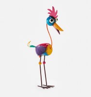 32" Multicolor Metal Bird Statue