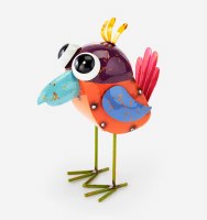 10" Multicolor Metal Bird Statue