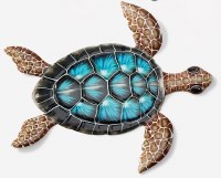 10" x 11" Black and Blue Sea Turtle Coastal Metal Wall Art Plaque