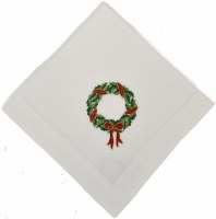 20" Sq Christmas Wreath Cloth Napkin