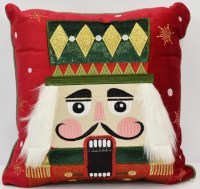 16" Sq Single Nutcracker Decorative Christmas Pillow