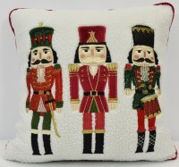 16" Sq Three Nutcracker Decorative Christmas Pillow