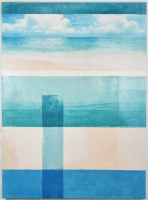 59" x 44" Aqua Abstract Coastal Photo Canvas