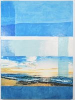 59" x 44" Blue Abstract Coastal Photo Canvas