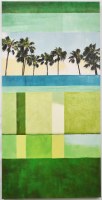 59" x 30" Green Top Abstract Palm Trees Coastal Canvas