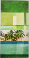 59" x 30" Green Middle Abstract Palm Trees Coastal Canvas