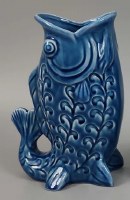 Large Blue Ceramic Fish Shape Vase