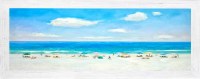 19" x 62" Multicolor Beach People Coastal Gel Textured Print Framed