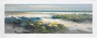 19" x 62" Beach Path Coastal Gel Textured Print in a Distressed White Frame