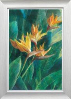 43" x 31" Birds of Paradise 1 Tropical Gel Textured Framed Print