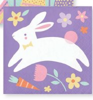 White Bunny on Purple Beverahe Napkins