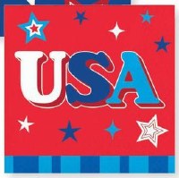 Red, White, and Blue "USA" Beverage Napkins