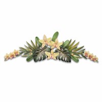 14" x 40" Soft Orange Orchids Swag Coastal Metal Wall Art Plaque MM937