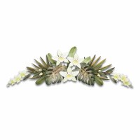 15" x 40" White Orchids Swag Coastal Metal Wall Art Plaque MM937W