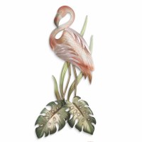 32" x 15" Stainless Steel Flamingo Tropical Metal Wall Art Plaque