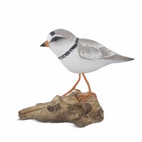 5" Single Piping Plover on a Wood Base Coastal Sculpture