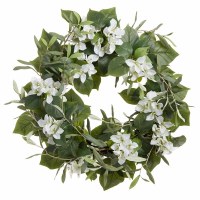 22" Round Faux White Bougainvillea Wreath