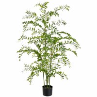 5' Faux Green Asian Bayberry Tree in a Black Plastic Pot