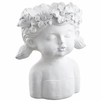 13" Distressed White Polyresin Flower Girl Pot