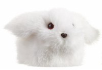 3" White Furry Laying Bunny Figurine