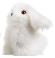 4" White Furry Sitting Bunny Figurine