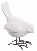 5" White Ceramic Bird With It's Head Down Figurine