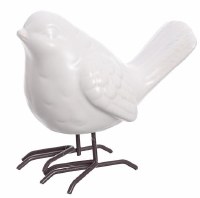 4" White Ceramic Bird With It's Head Up Figurine