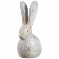 15" Gray and Silver Modern Terracotta Bunny Figurine