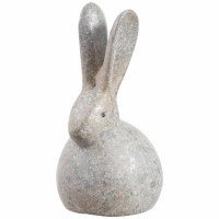 11" Gray and Silver Modern Terracotta Bunny Figurine