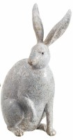 7" Gray and Silver Polyresin Bunny Standing Up Figurine