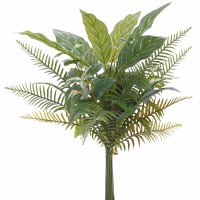 24" Faux Green Fern and Aloe Mixed Leaf Bundle