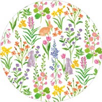 Pack of Eight 8" Round Bunny Field Paper Plates