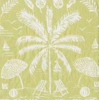 5" Square Lime Palms and Parasols Beverage Napkins