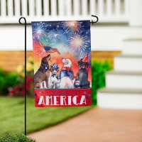 18" x 13" "Celebrate America" Patriotic Pups Mini Fourth of July Garden Flag