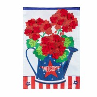 18" x 13" Red, White, and Blue "Welcome" Geranium Bouquet Mini Garden Flag