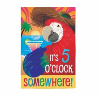 44" x 28" "It's 5 O'Clock Somewhere!" Parrot Holding a Cocktail Large Coastal Flag