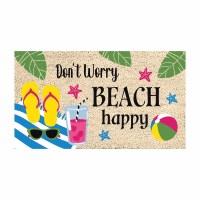 16" x 28" "Don't Worry Beach Happy" Coir Doormat