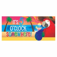 10" x 22" "It's 5 O'Clock Somewhere!" Parrot Holding a Cocktail Sassafras Doormat Insert