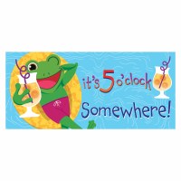 10" x 22" "It's 5 O'Clock Somehwere" Floating Frog Holding a Cocktail Sassafras Doormat Insert