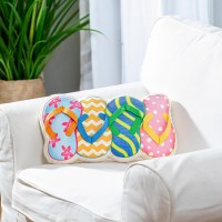 10" x 18" Multipastel Flip Flops Decorative Coastal Pillow