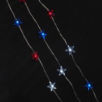 40" Battery Operated LED Red, White, and Blue Stars String Lights