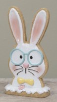 7" Easter Bunny Head Wearing Blue Round Glasses Polyresin Figurine