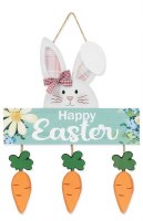 13" "Happy Easter" Easter Bunny With Carrots Wall Art Plaque