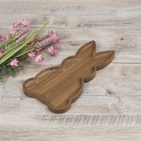 12" Brown Bunny Shaped Wood Easter Tray